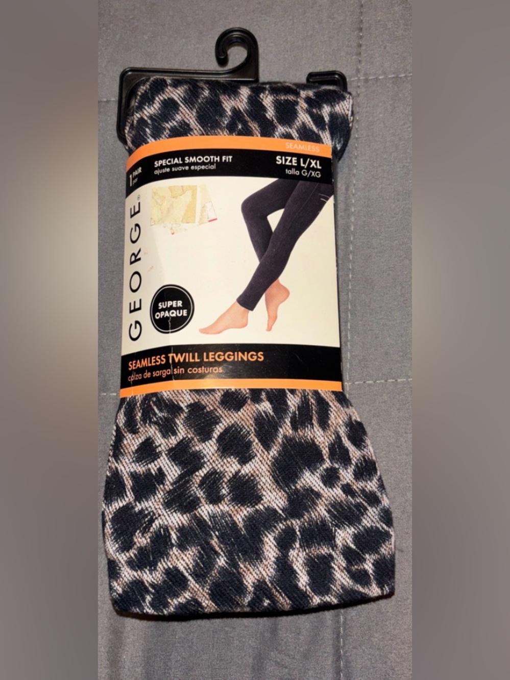 NWT George Leopard Print Seamless Leggings - Black & White large/X large